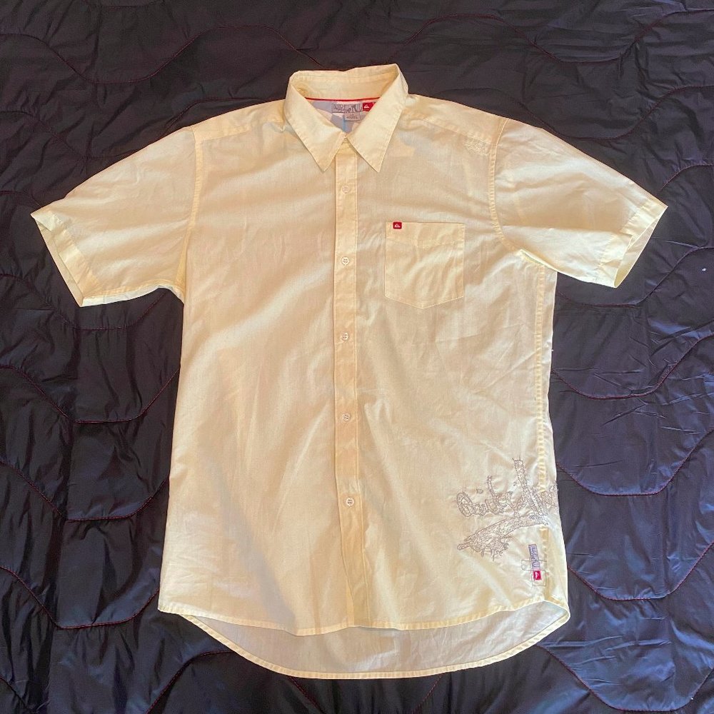 Quiksilver Men's Large Button Up Shirt Yellow